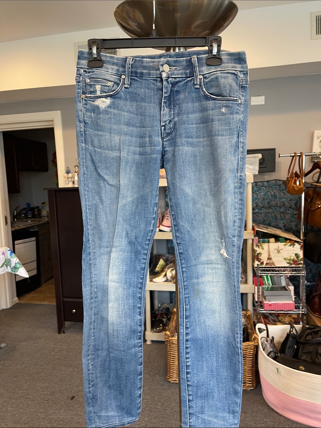 Mother The Looker Jeans Size 26 Graffiti Girl Low Rise Y2k Distressed Jeans